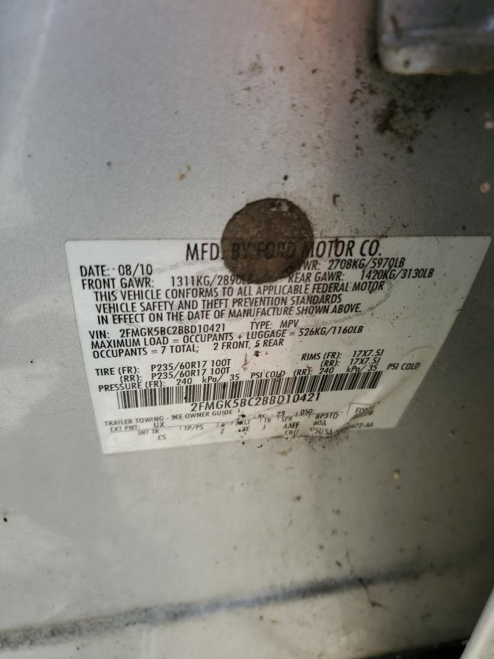 2011 Ford Flex Se VIN: 2FMGK5BC2BBD10421 Lot: 66981685