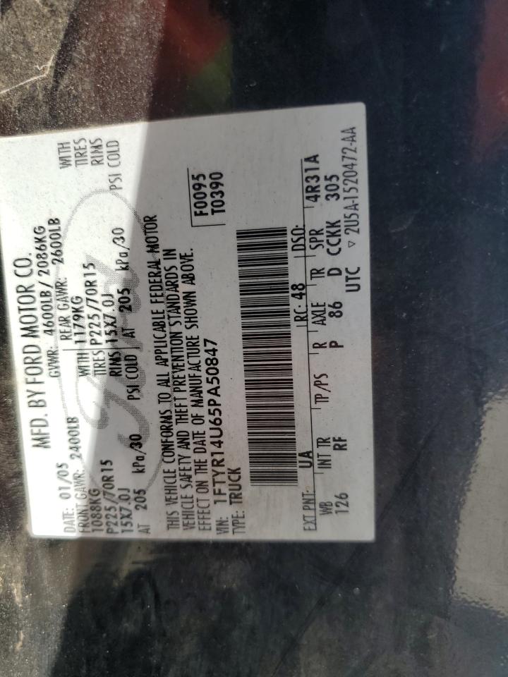 2005 Ford Ranger Super Cab VIN: 1FTYR14U65PA50847 Lot: 64857945