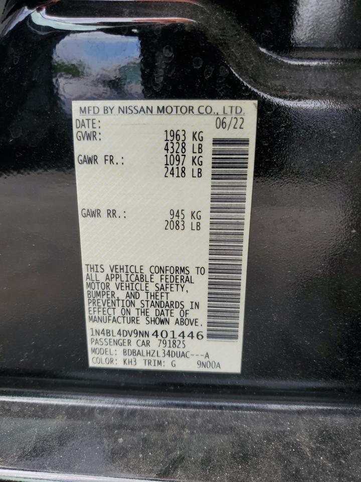 2022 Nissan Altima Sv VIN: 1N4BL4DV9NN401446 Lot: 65213885