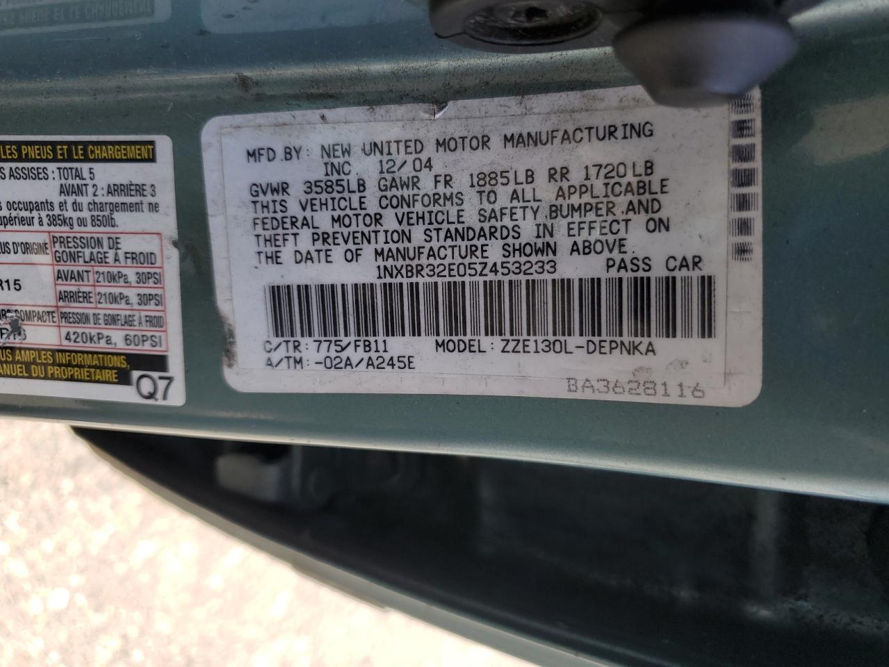 2005 Toyota Corolla Ce VIN: 1NXBR32E05Z453233 Lot: 64234195