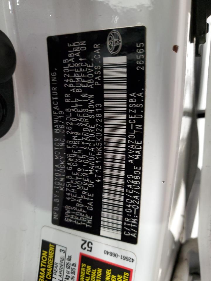 4T1B11HK5KU272813 2019 Toyota Camry L