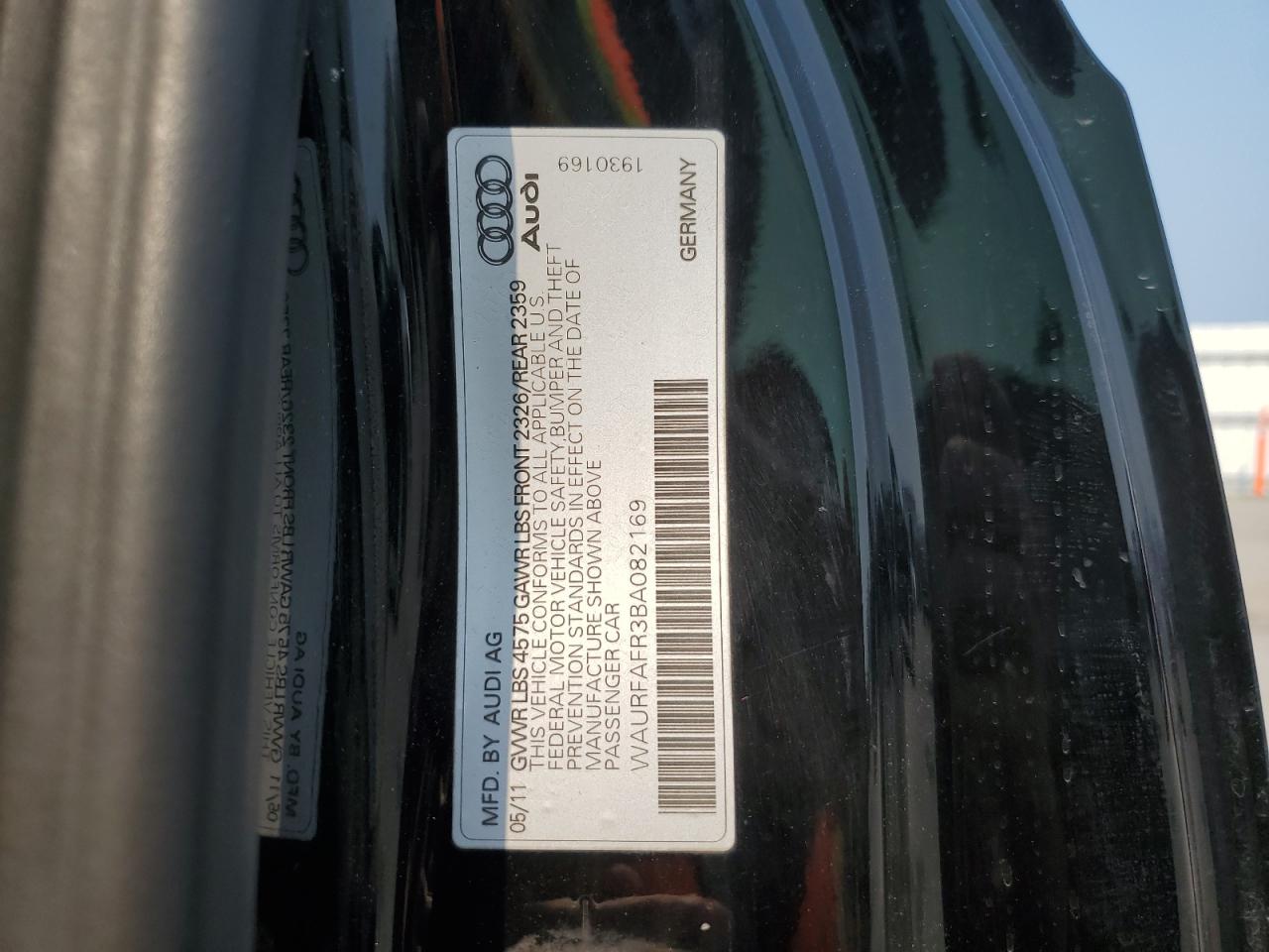 2011 Audi A5 Premium Plus VIN: WAURFAFR3BA082169 Lot: 63100465