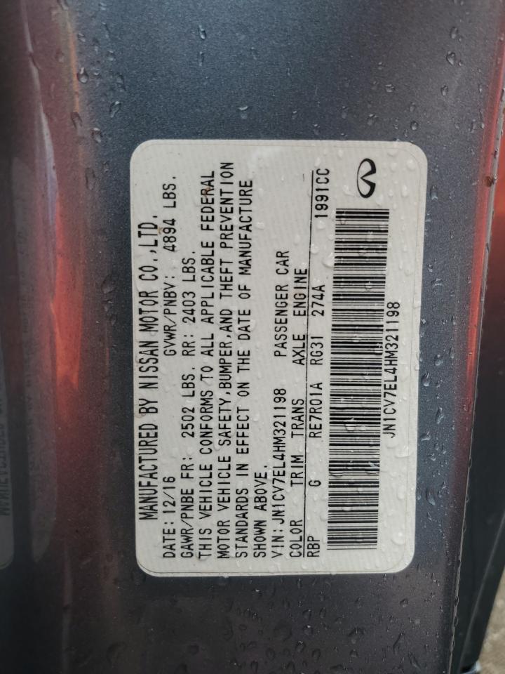 2017 Infiniti Q60 Base VIN: JN1CV7EL4HM321198 Lot: 63332085