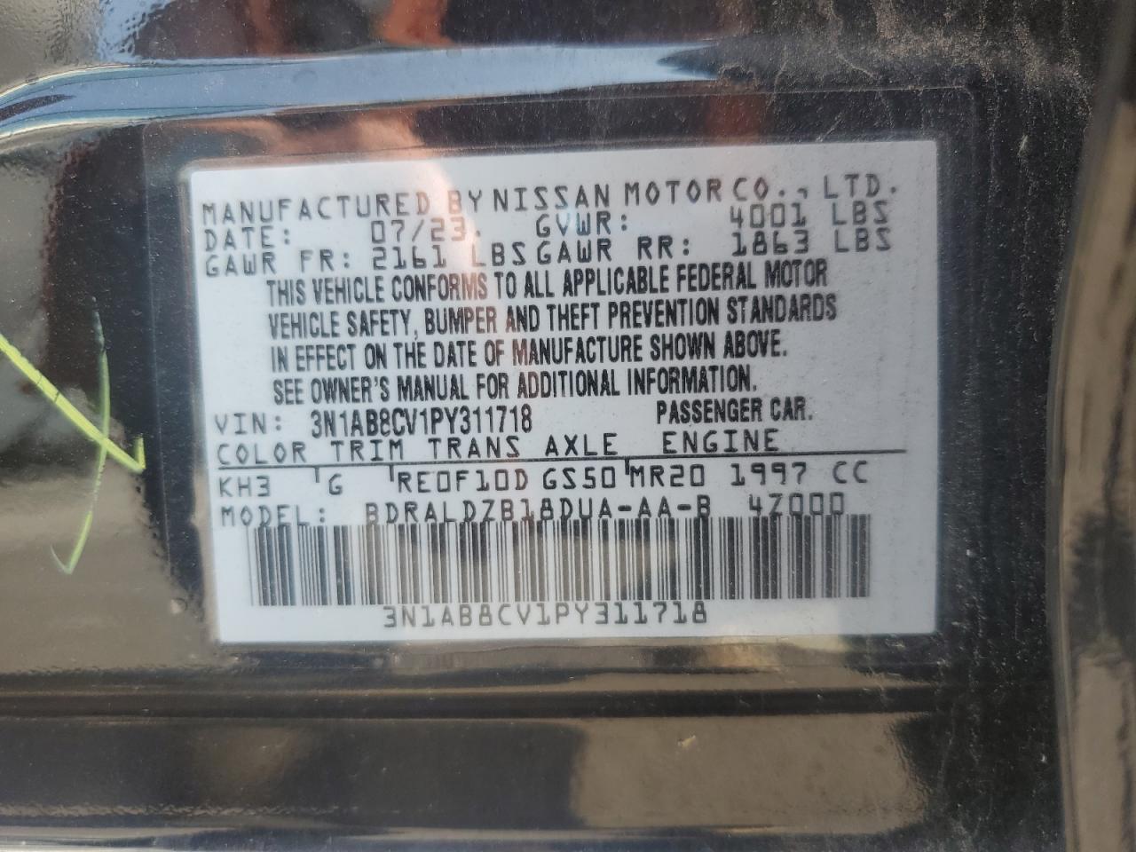 2023 Nissan Sentra Sv VIN: 3N1AB8CV1PY311718 Lot: 62523045