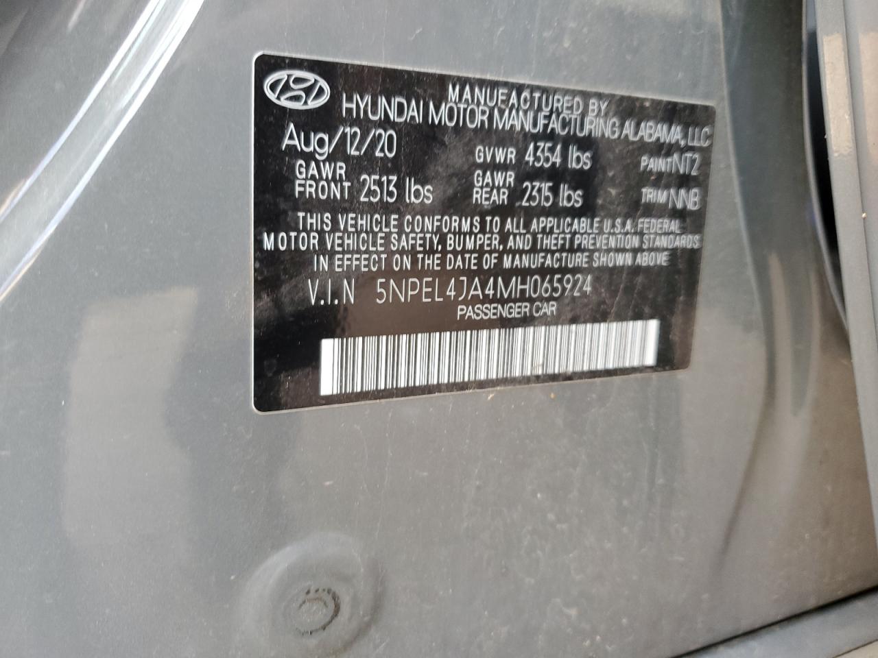 2021 Hyundai Sonata Sel VIN: 5NPEL4JA4MH065924 Lot: 63412815