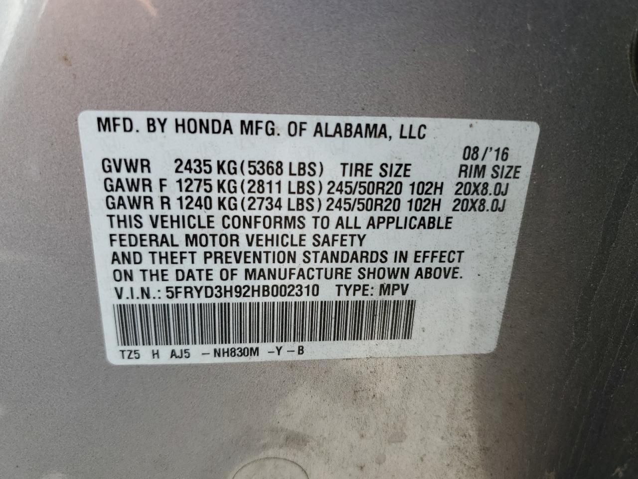 2017 Acura Mdx Advance VIN: 5FRYD3H92HB002310 Lot: 64805065