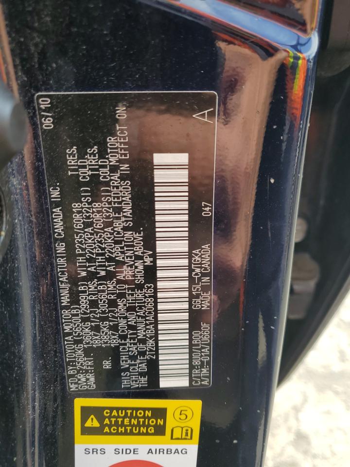 2010 Lexus Rx 350 VIN: 2T2BK1BA1AC068163 Lot: 65790925