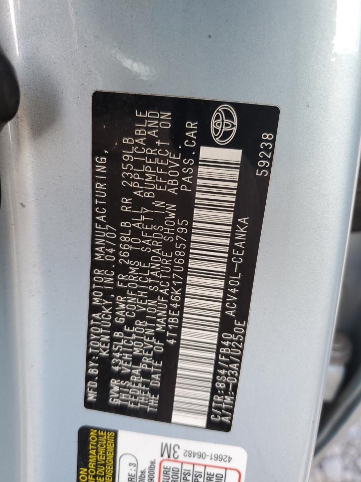 2007 Toyota Camry Ce VIN: 4T1BE46K17U685795 Lot: 81132235