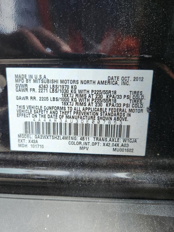 2013 Mitsubishi Outlander Sport Es VIN: 4A4AR3AU3DE007653 Lot: 64319335