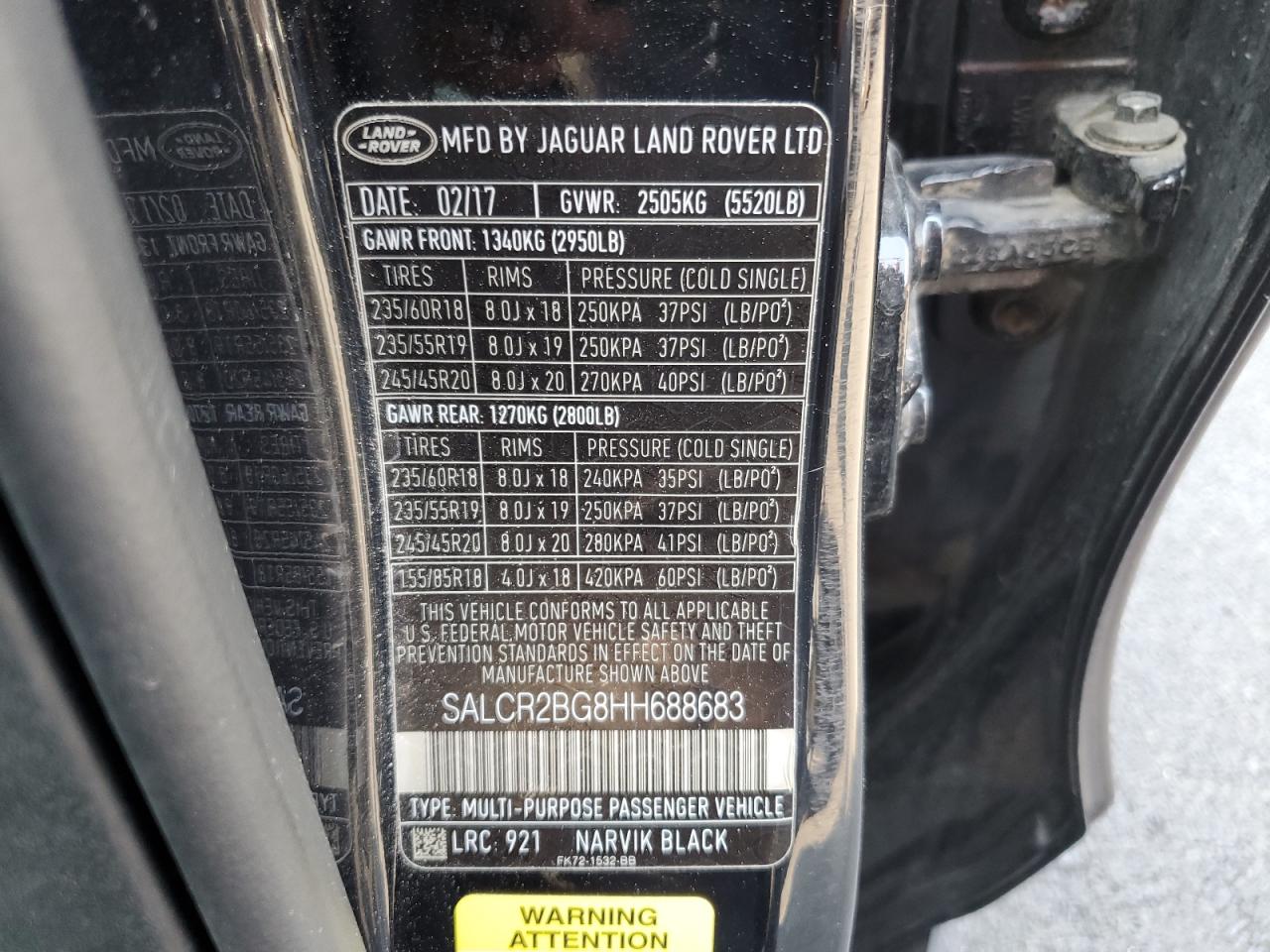 2017 Land Rover Discovery Sport Hse VIN: SALCR2BG8HH688683 Lot: 65203325