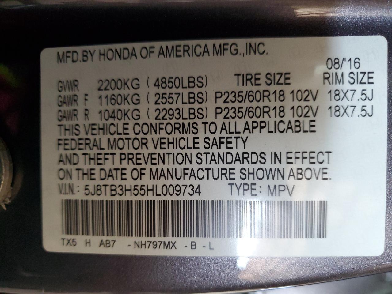 5j8tb3h55hl009734 5J8TB3H55HL009734 2017 Acura Rdx Technology