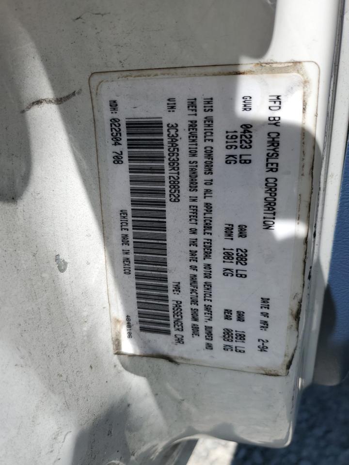 1994 Chrysler Lebaron Landau A-Body VIN: 3C3AA5636RT288529 Lot: 63453985