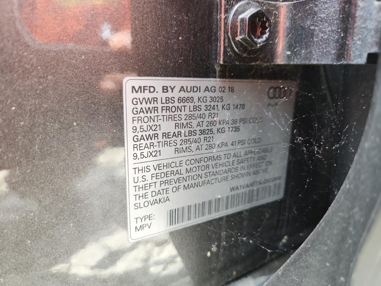 2018 Audi Q7 Prestige VIN: WA1VAAF7XJD033900 Lot: 64642405