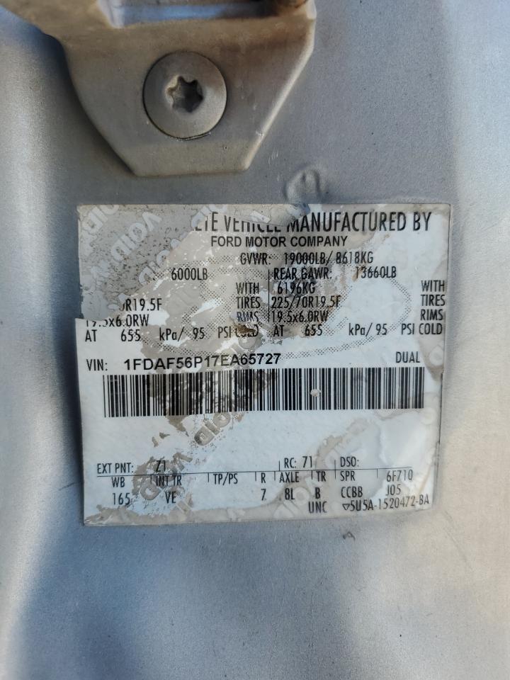 2007 Ford F550 Super Duty VIN: 1FDAF56P17EA65727 Lot: 63634295