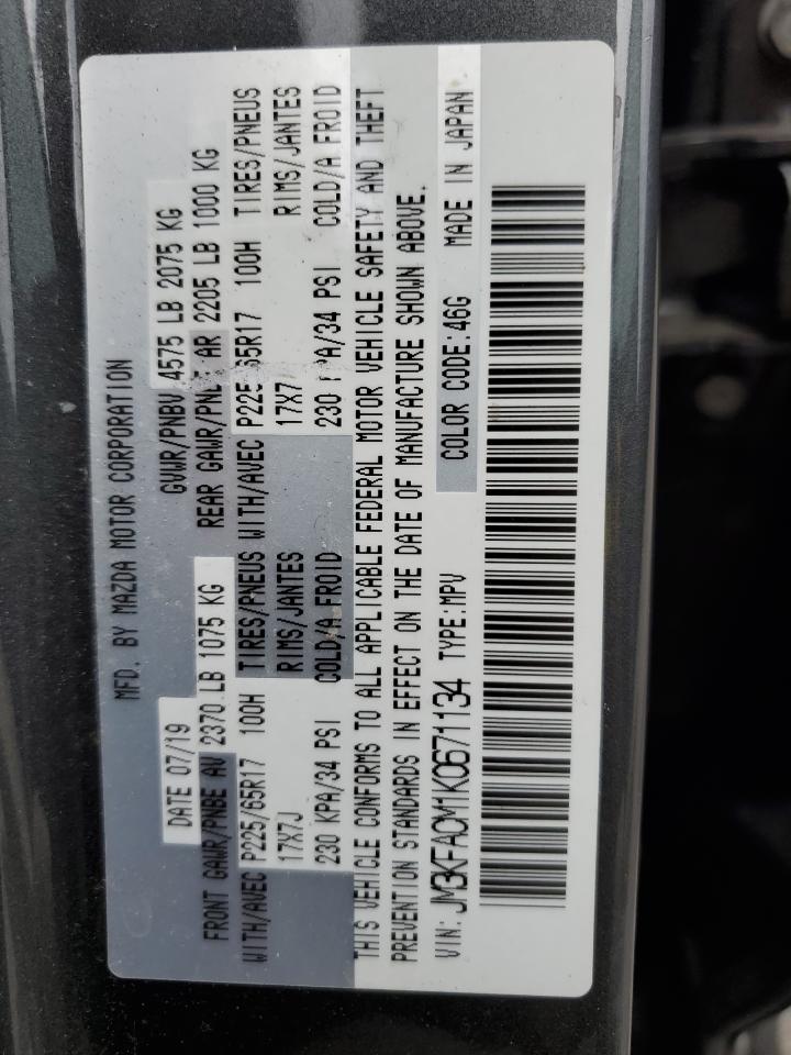 2019 Mazda Cx-5 Touring VIN: JM3KFACM1K0671134 Lot: 64574645