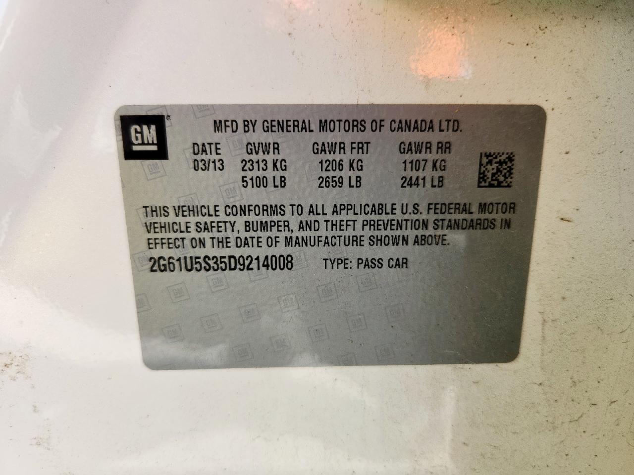 2013 Cadillac Xts Platinum VIN: 2G61U5S35D9214008 Lot: 63084135