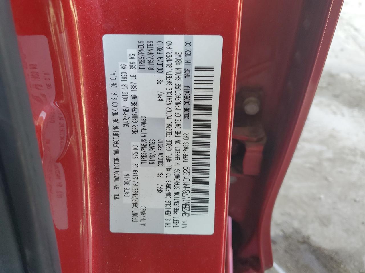 2017 Mazda 3 Touring VIN: 3MZBN1V78HM101329 Lot: 64670585