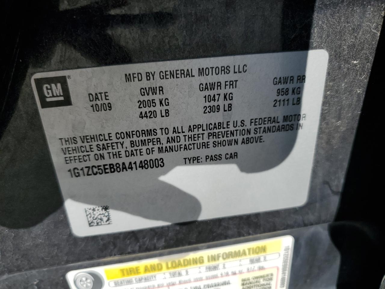2010 Chevrolet Malibu 1Lt VIN: 1G1ZC5EB8A4148003 Lot: 64818915