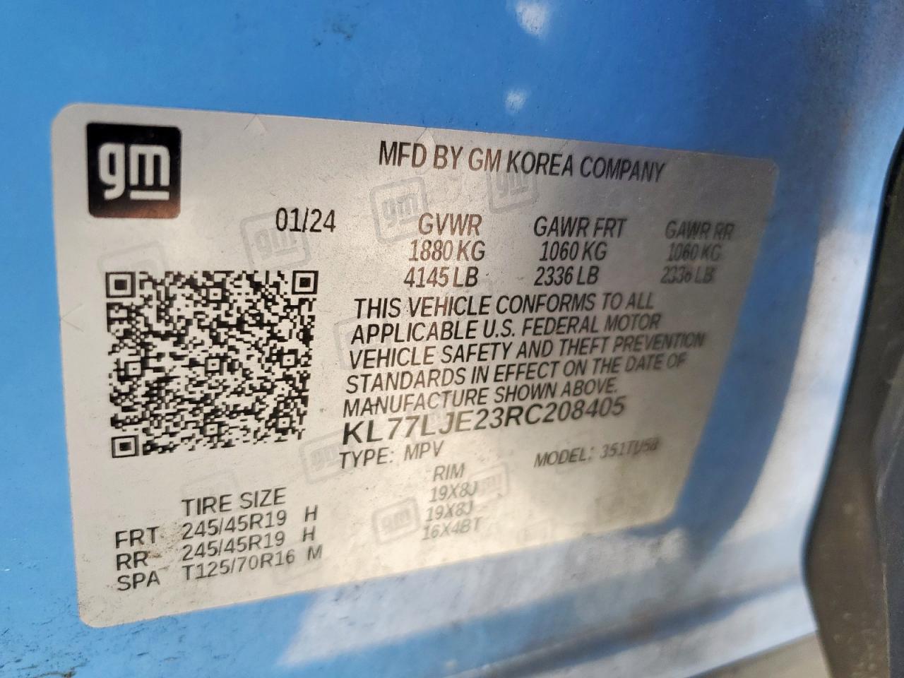 2024 Chevrolet Trax 2Rs VIN: KL77LJE23RC208405 Lot: 66109195