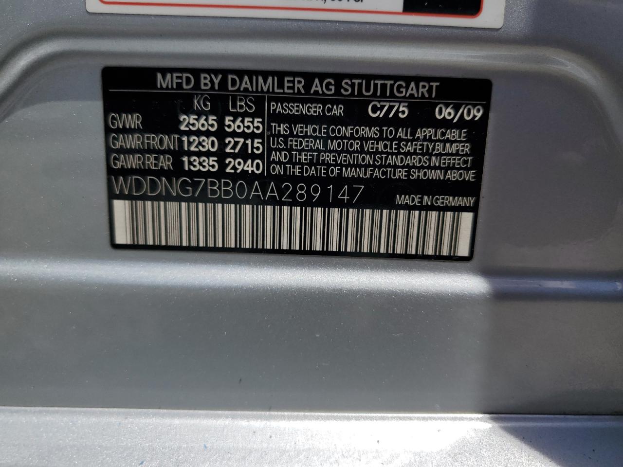 2010 Mercedes-Benz S 550 VIN: WDDNG7BB0AA289147 Lot: 63277915