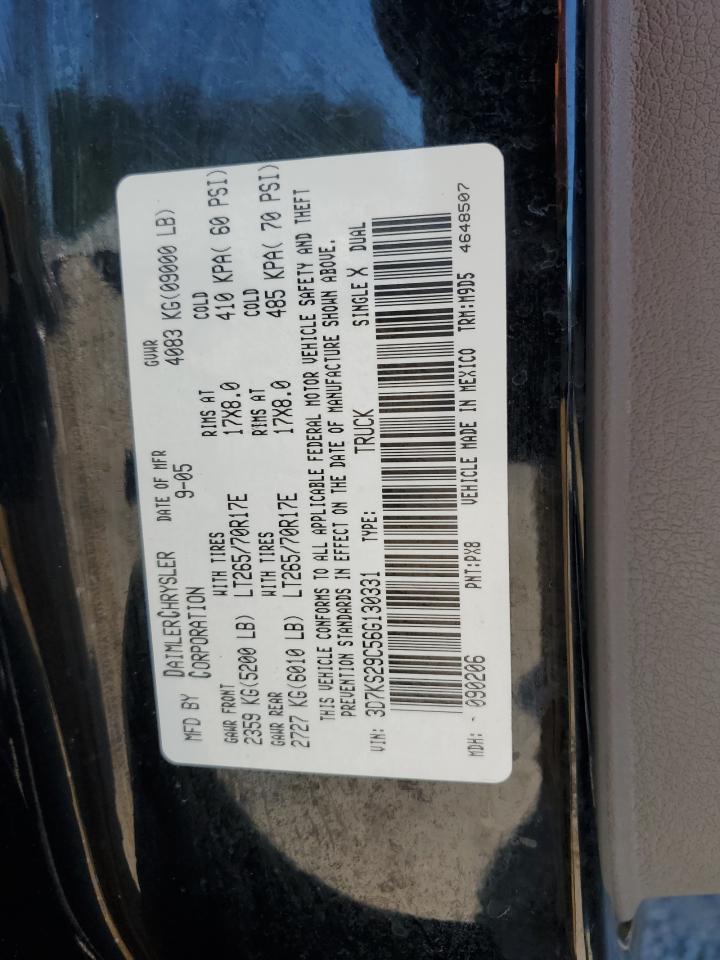 2006 Dodge Ram 2500 VIN: 3D7KS29C56G130331 Lot: 65166575