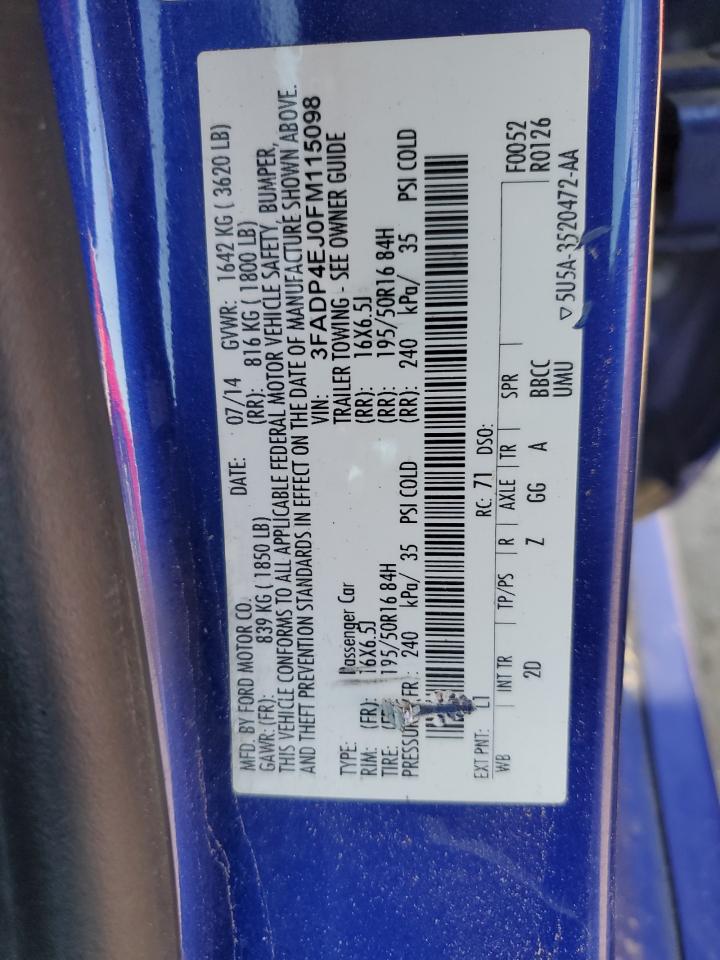 2015 Ford Fiesta Se VIN: 3FADP4EJ0FM115098 Lot: 63298775