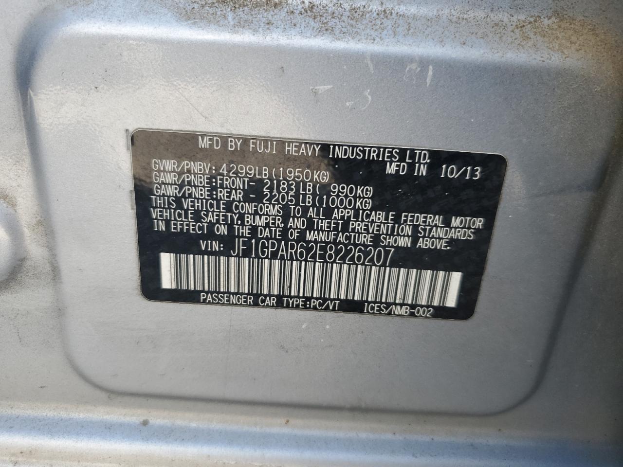 2014 Subaru Impreza Sport Limited VIN: JF1GPAR62E8226207 Lot: 63166755
