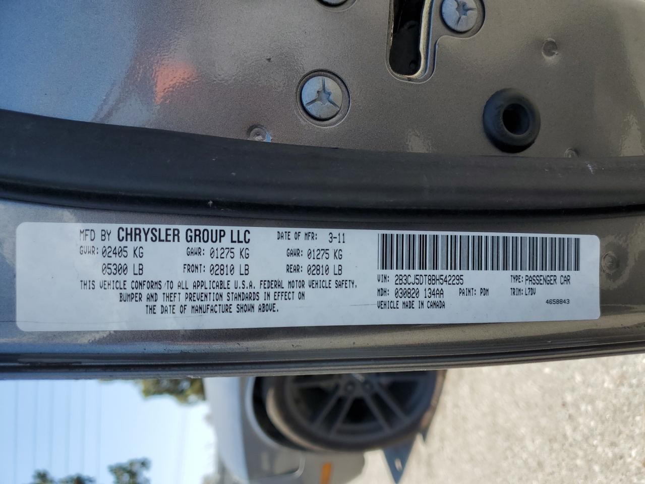 2011 Dodge Challenger R/T VIN: 2B3CJ5DT8BH542295 Lot: 62990625