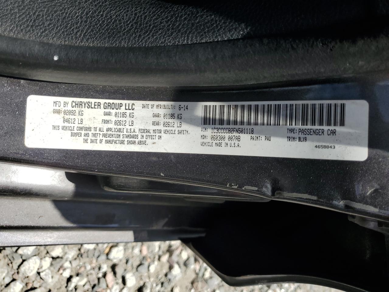 2015 Chrysler 200 C VIN: 1C3CCCCB2FN501118 Lot: 62529205