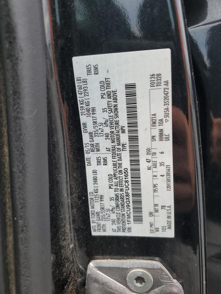 2015 Ford Escape Se VIN: 1FMCU9GX8FUC81650 Lot: 65761525