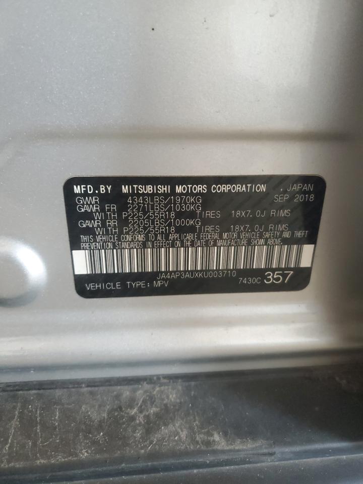 2019 Mitsubishi Outlander Sport Es VIN: JA4AP3AUXKU003710 Lot: 64601155