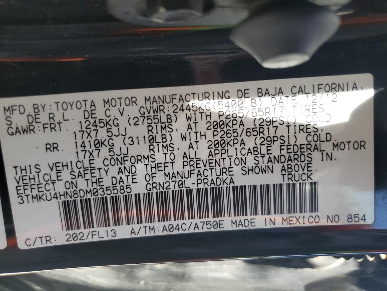 3tmku4hn8dm035585 3TMKU4HN8DM035585 2013 Toyota Tacoma Double Cab Prerunner Long Bed