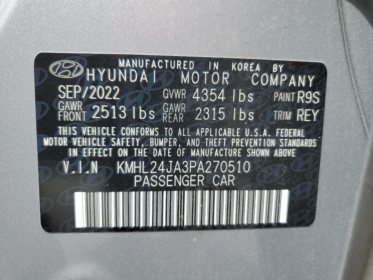 2023 Hyundai Sonata Se VIN: KMHL24JA3PA270510 Lot: 62697145