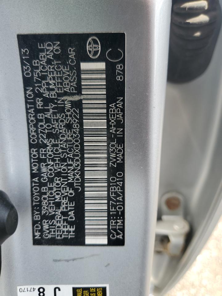 2013 Toyota Prius VIN: JTDKN3DUXD0348922 Lot: 64123385
