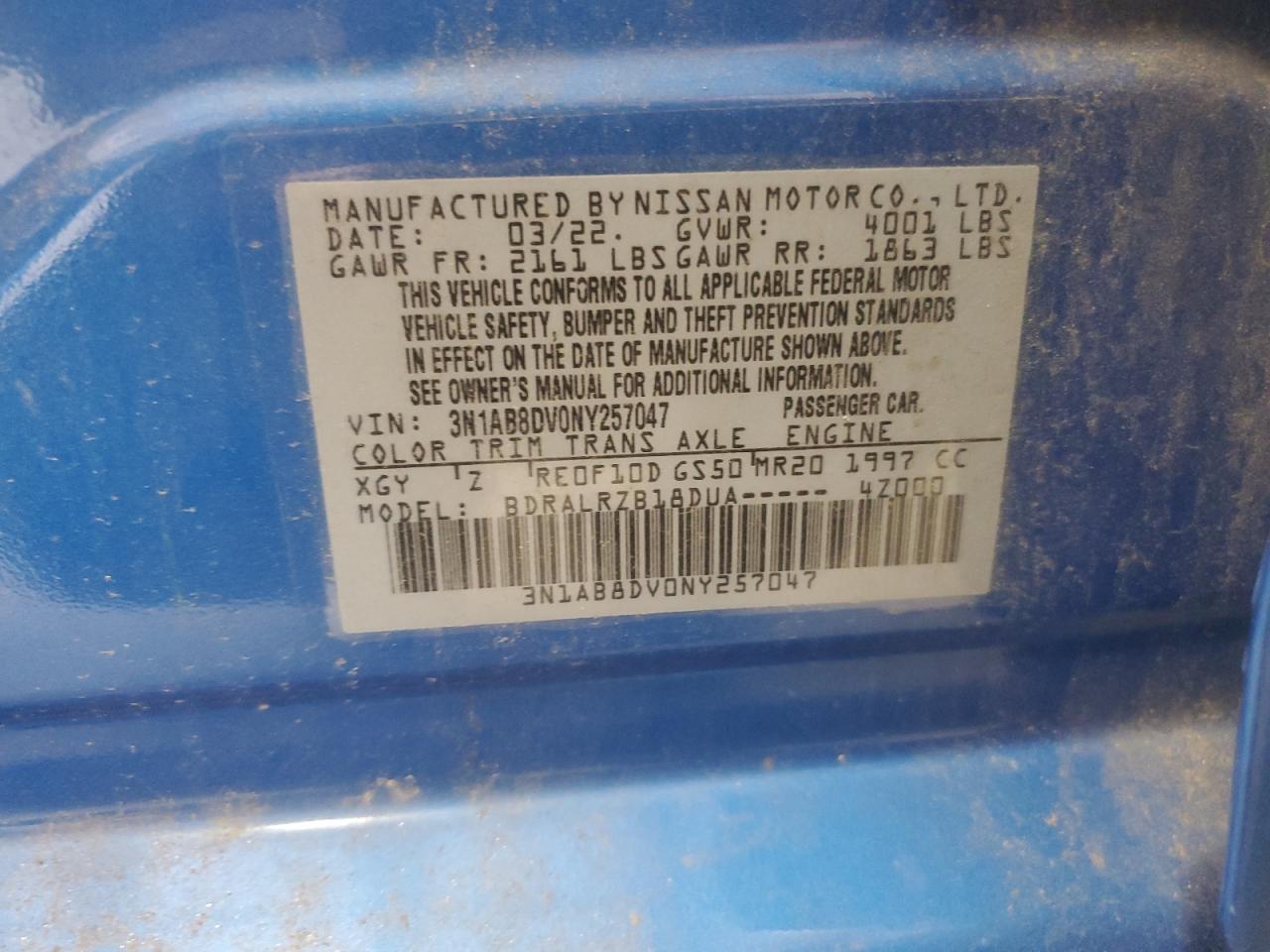 2022 Nissan Sentra Sr VIN: 3N1AB8DV0NY257047 Lot: 64667155