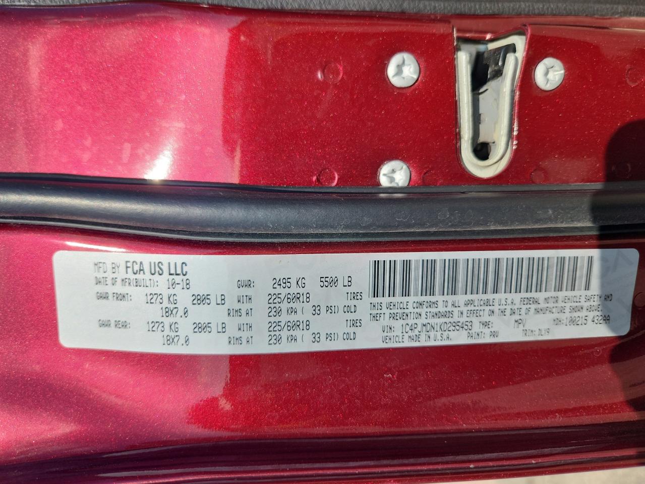 2019 Jeep Cherokee Limited VIN: 1C4PJMDN1KD295453 Lot: 63203075