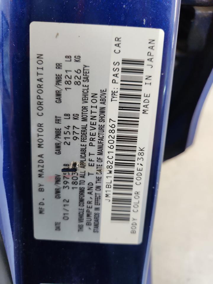2012 Mazda 3 I VIN: JM1BL1W82C1602867 Lot: 64332355