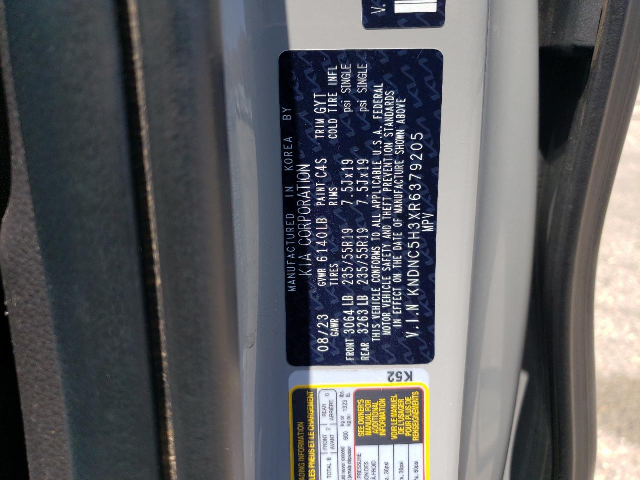 2024 Kia Carnival Ex VIN: KNDNC5H3XR6379205 Lot: 64654685