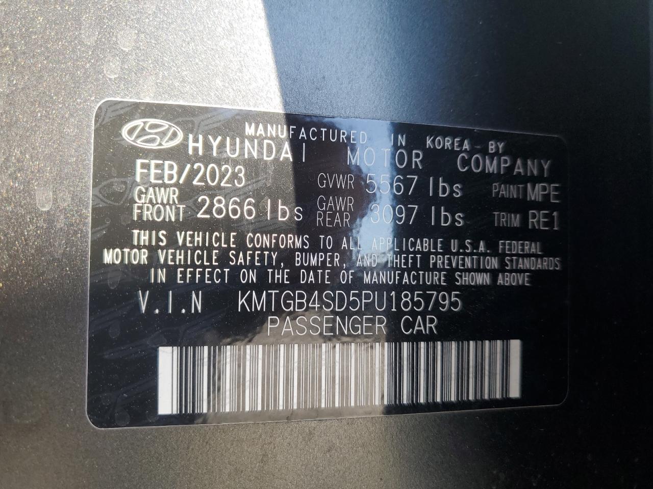 2023 Genesis G80 Base VIN: KMTGB4SD5PU185795 Lot: 63631665