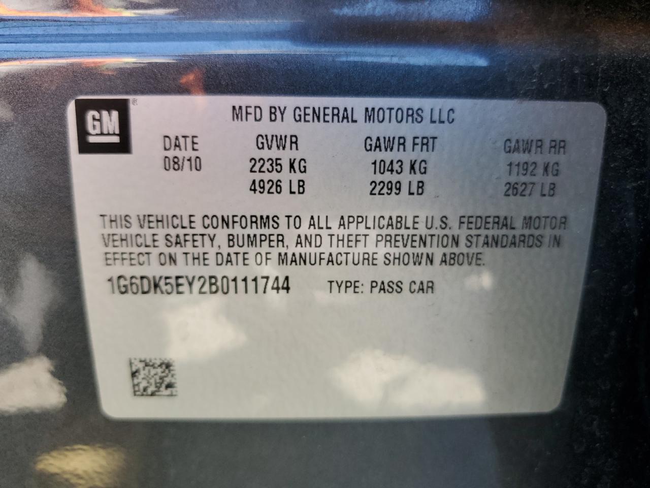 2011 Cadillac Cts Performance Collection VIN: 1G6DK5EY2B0111744 Lot: 63924545