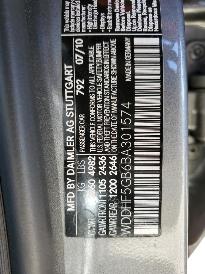 2011 Mercedes-Benz E 350 VIN: WDDHF5GB6BA301574 Lot: 63241075