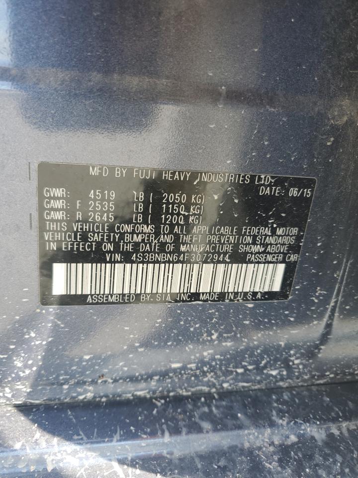 2015 Subaru Legacy 2.5I Limited VIN: 4S3BNBN64F3072944 Lot: 64598585