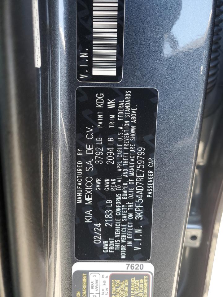 2024 Kia Forte Gt Line VIN: 3KPF54AD7RE759799 Lot: 66398945