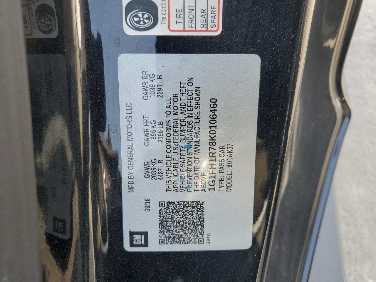 2019 Chevrolet Camaro Ss VIN: 1G1FH1R78K0106460 Lot: 64853785