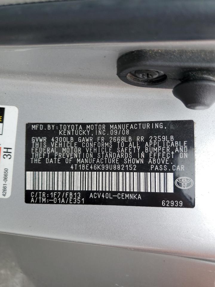 2009 Toyota Camry Base VIN: 4T1BE46K99U882152 Lot: 65795455