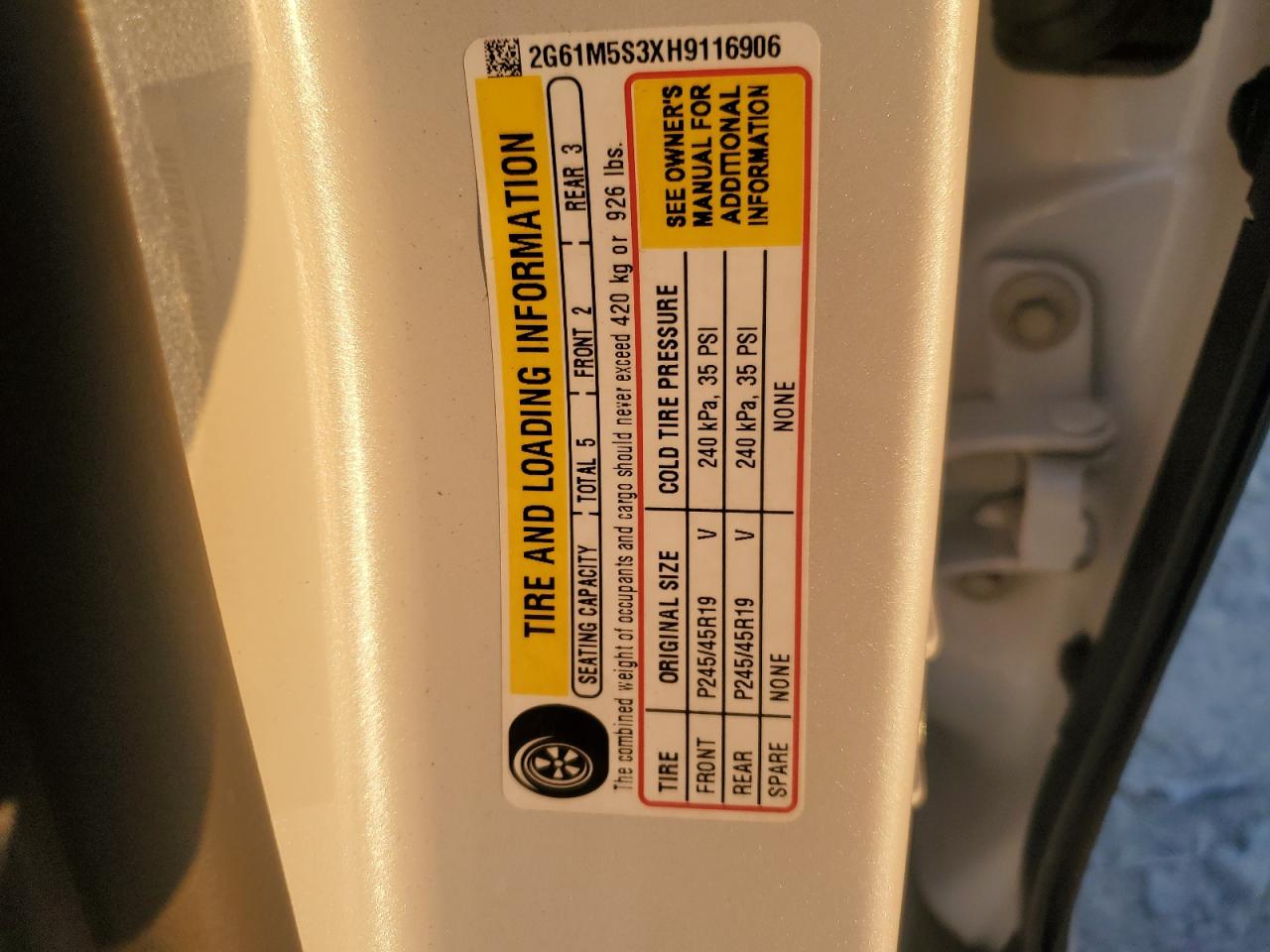 2017 Cadillac Xts Luxury VIN: 2G61M5S3XH9116906 Lot: 65883335