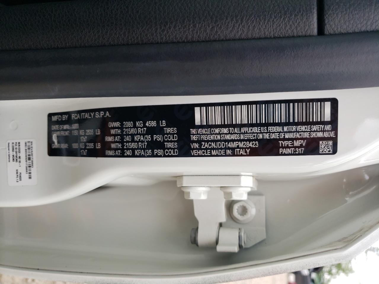 2021 Jeep Renegade Limited VIN: ZACNJDD14MPM28423 Lot: 64282155