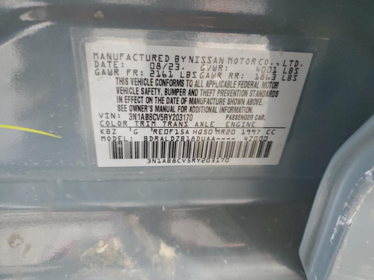 2024 Nissan Sentra Sv VIN: 3N1AB8CV5RY203170 Lot: 63795565