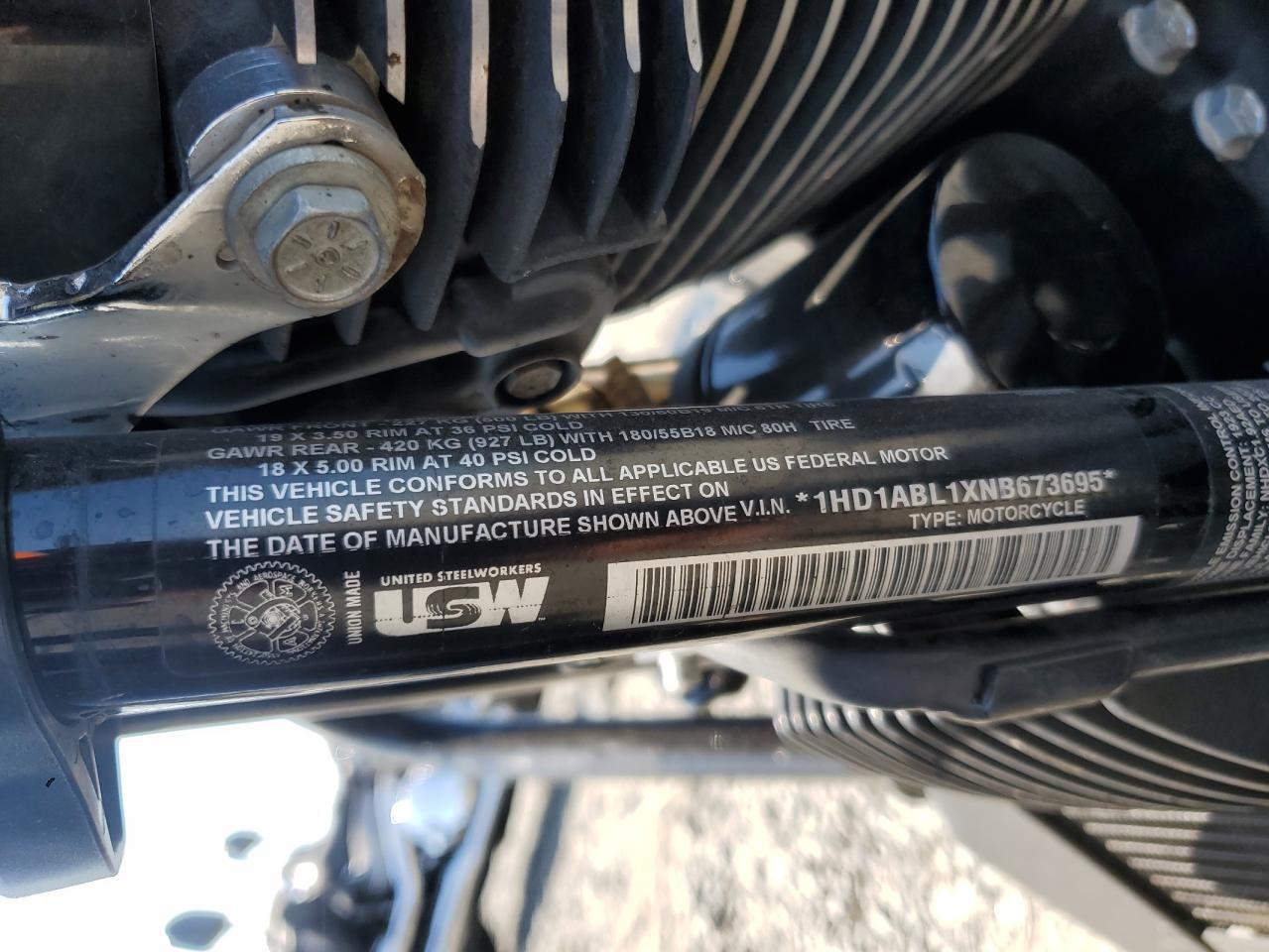 2022 Harley-Davidson Flhxst VIN: 1HD1ABL1XNB673695 Lot: 65062825