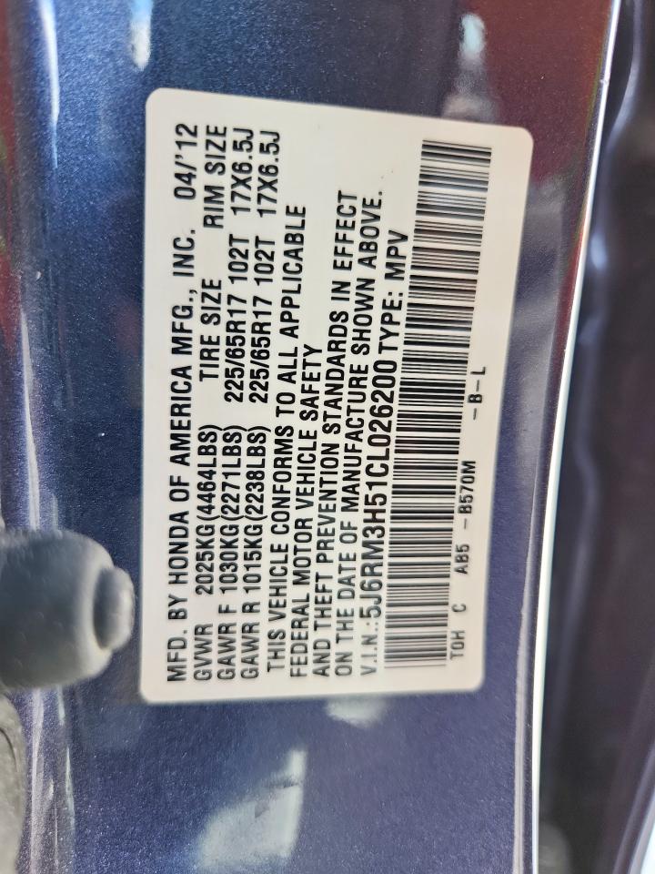 5J6RM3H51CL026200 2012 Honda Cr-V Ex